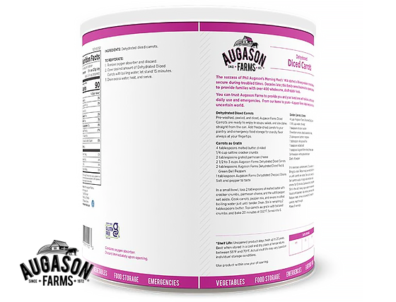 Augason Farms: Dehydrated Diced Carrots Can